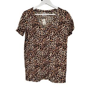 Victorias Secret T-Shirt Top Size XS Animal Print V-Neck S/S Cotton Blend NWT